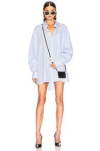 Maison Margiela Striped Poplin Top In Blue,stripes,white