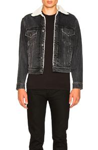 Off-white X Levi's Sherpa Trucker Jacket In Black,gray