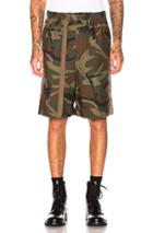 Sacai Camouflage Shorts In Camo,green