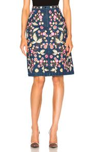Needle & Thread Wild Flower Skirt In Blue,floral