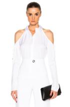 Cushnie Et Ochs Cold Shoulder Button Up Blouse In White