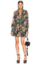 Zimmermann Allia Shirred Short Dress In Black,floral