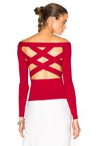 Oscar De La Renta Off The Shoulder Top In Red