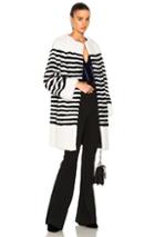 Lilly E Violetta Marilena Mink Long Coat In White,blue,stripes