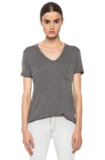 T By Alexander Wang Classic Tee With Pocket In Gray