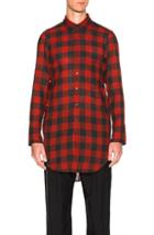 Ann Demeulemeester Plaid Button Down Shirt In Red,black,checkered & Plaid