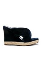 Chloe Velvet Cross Strap Espadrilles In Blue
