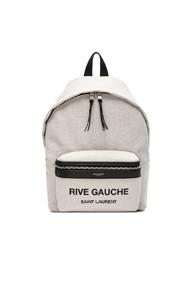 Saint Laurent Mini Canvas Rive Gauche City Backpack In Neutral