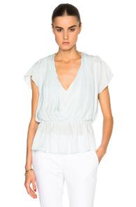 Tamara Mellon Double Georgette Blouson Top In Blue