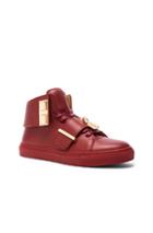 Buscemi Pebbled Leather Trap Sneakers In Red