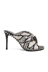 Alexander Wang Lily Embossed Snake Mule In Black,neutral,animal Print