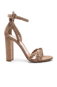 Gianvito Rossi For Fwrd Braided Suede Camoscio Strap Heels In Neutrals