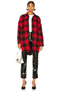 Monse Oversized Shirt Coat In Red,plaid