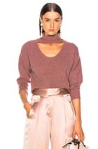 Michelle Mason Turtleneck Cropped Plunge Sweater In Pink