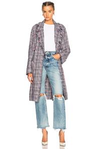 Raquel Allegra Macintosh Coat In Blue,checkered & Plaid