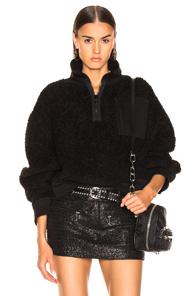 T By Alexander Wang Fleece Half Zip Turtleneck Sweater In Black