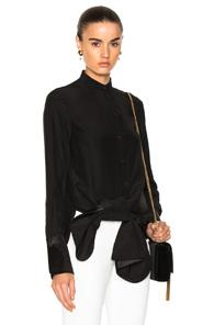 Victoria Victoria Beckham Asymmetric Tux Bow Shirt In Black