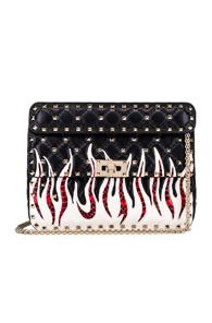 Valentino Spike It Flames Medium Shoulder Bag In Abstract,black