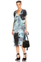 Raquel Allegra Shirred Combo Dress In Blue,ombre & Tie Dye
