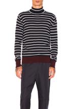 Marni Striped Turtleneck Sweater In Blue,stripes
