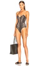 Fleur Du Mal Strapless V Neck Swimsuit In Animal Print,black