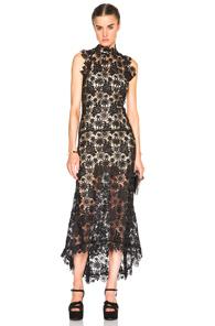 Theperfext Skylar Crochet Lace Long Dress In Black