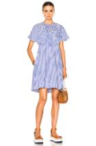 Victoria Victoria Beckham Gathered Empire Dress In Blue,white,stripes