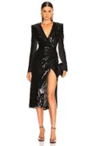 David Koma Sequin Long Sleeve Dress In Black