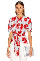 Proenza Schouler Splatter Floral Tie Top In Blue,floral,red