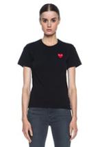 Comme Des Garcons Play Jersey Red Emblem Tee In Black