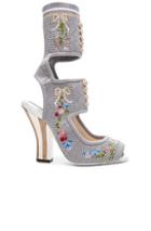 Fendi Cut Out Knit Sandals In Gray,floral