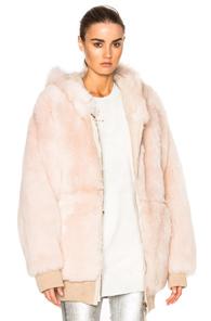 Faith Connexion Reversible Lamb Fur Oversized Jacket In Pink