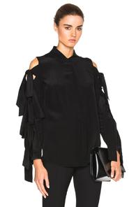 Jonathan Simkhai Tie Sleeve Top In Black