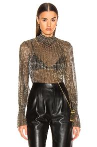 L'agence Paola Long Sleeve Turtle Neck Blouse In Metallic