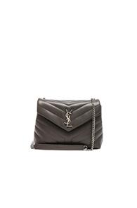 Saint Laurent Small Supple Monogramme Loulou Chain Bag In Gray