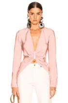 Dion Lee Cinched Plisse Long Sleeve Top In Pink