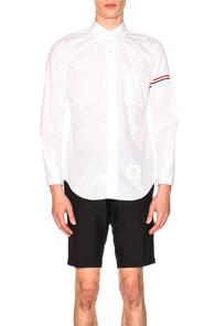 Thom Browne Classic Hairline Stripe Shirt In White