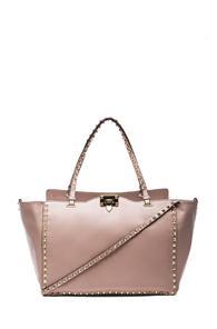 Valentino Medium Rockstud Trapeze Tote In Neutrals
