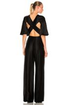 Valentino Flutter Sleeve Cross Back Jumpsuit In Black