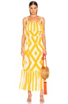 Lemlem Biruhi Long Tier Dress In Stripes,yellow,white