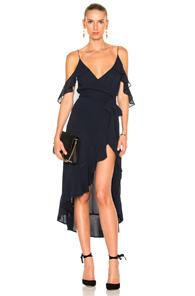 Nicholas Georgette Wrap Dress In Blue