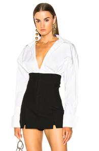 Jacquemus Cuffed Shirt In Stripes,white