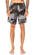 Neil Barrett Camouflage Swim Trunks In Abstract,black,green,white