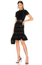 Alexander Mcqueen Eyelet Embellished Short Sleeve Mini Dress In Black