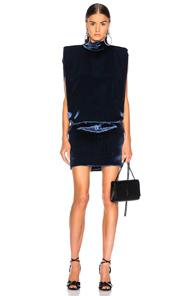 Carmen March Velvet Sleeveless Mini Dress In Blue
