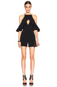 David Koma Shoulder Ruffle Playsuit In Black