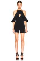 David Koma Shoulder Ruffle Playsuit In Black
