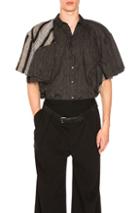 Y Project Short Sleeve Double Shirt In Black,stripes,gray
