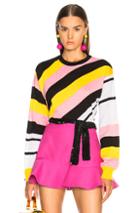 Msgm Knit Sweater In Black,pink,stripes,yellow,white