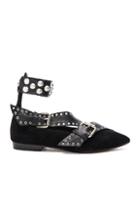 Isabel Marant Suede Linzy Eyelet Flats In Black
